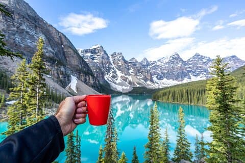 Sunrise Moraine Lake and Lake Louise