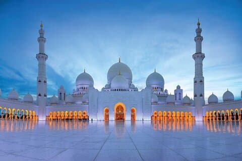 Mezquita Sheikh Zayed al atardecer Aventura