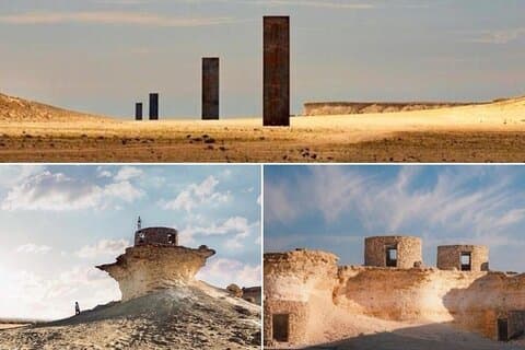 Doha: West Coast Tour Sculpture, formation de roche de piste de course de chameau