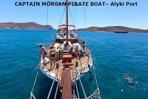 Half Day Sea Tour on Pirate Wooden Party Boat- Alyki port
