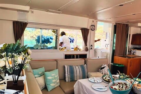 Kos: Catamaran Small Group Full-Day trip with Meal, Drinks, Swim