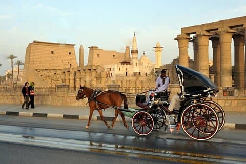 馬車でのルクソール市内観光： ナイルコーニッシュを探索する