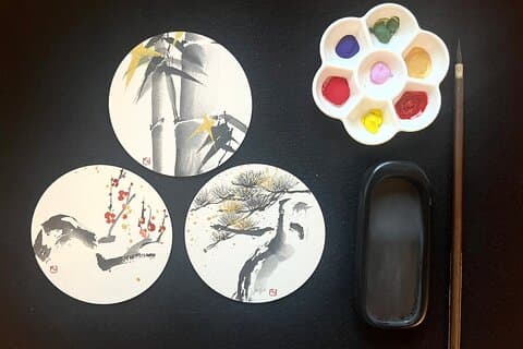 東京アートワークショップで伝統的な墨絵を学ぶ