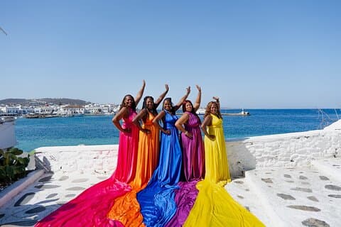 Gruppo Flying Dress Servizio fotografico Mykonos