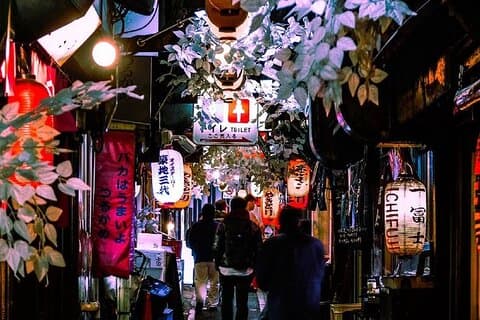 Excitante caminhada noturna de Shinjuku