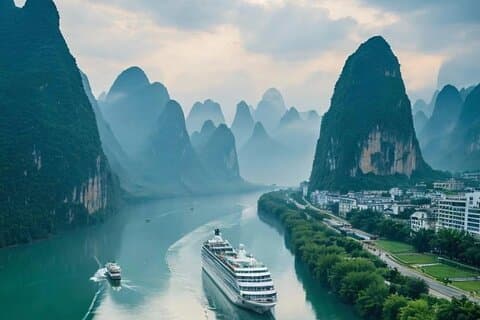 Li River 3/4 stjerne krydstogt fra Guilin til Yangshuo dagstur + afhentning