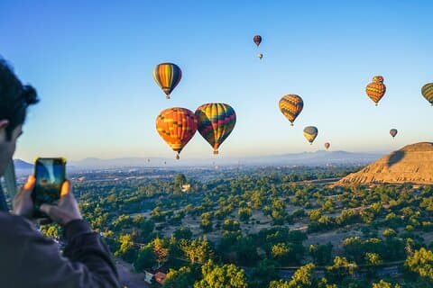 Ballonflug nach Teotihuacán von Mexiko-Stadt mit Frühstück