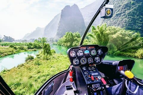 Expérience d'hélicoptère et de grotte de ballon d'aventure Yangshuo de 1 jour