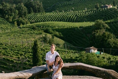Romantische fotoshoot op de Prosecco heuvels van Valdobbiadene