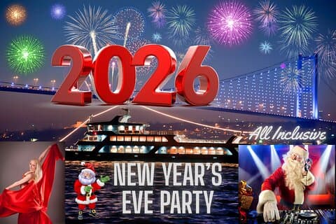 Istanbul New Year's Eve 2027 Jantar e Festa Cruzeiro no Bósforo