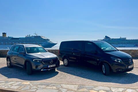 Traslado privado de ida y vuelta para pasajeros de cruceros en Mykonos
