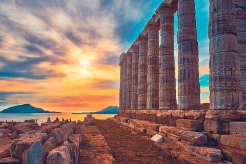 Oppdag Cape Sounion Ancient Temple of Poseidon fra Athen