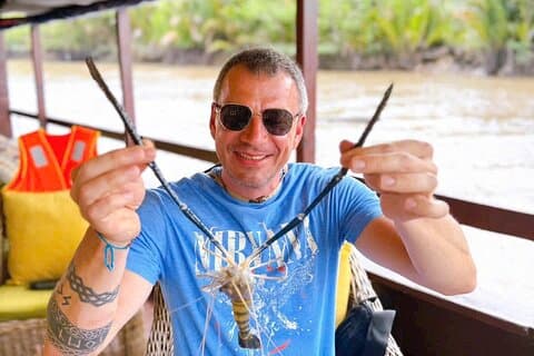 Excursión privada de un día a la pesca de langostinos y al Mekong