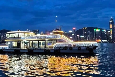 香港:サンセットビクトリアハーバークルーズ点心ナイトツアー