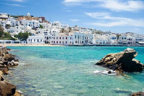 Lille gruppe Mykonos Island Shore udflugt fra krydstogtskib havn
