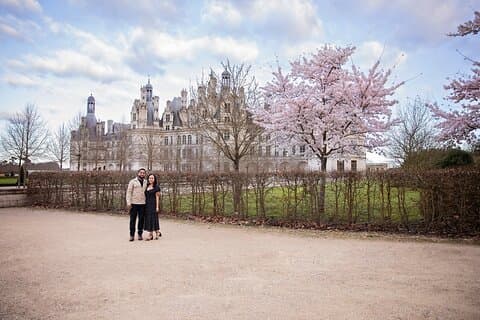 Lassen Sie sich in den Gärten rund um Schloss Chambord fotografieren!