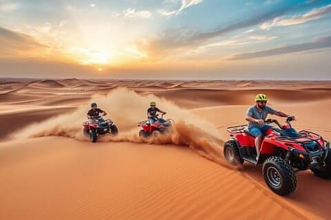 VIP sunset View Dubai desert Safari camelo Passeio com quad bike