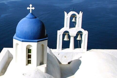 4 - Hour Blue Domes Tour med vinprovning i Santorini