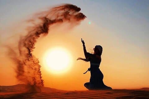 Solnedgang og solopgang Desert Safari med Sandboarding og Camel Ride