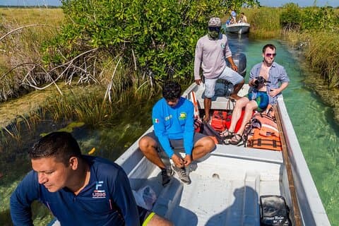 Privat båd Sian Ka'an flydende gamle maya kanaler og tacos