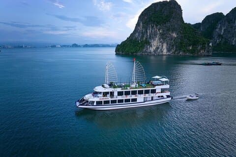 Excursión de un día en crucero de 5 estrellas por la bahía de Halong : almuerzo buffet y autobús limusina