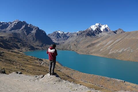 Lagoon Singrenacocha Treasure hidden in snowy Ausangate