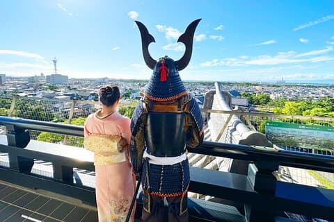 Samurai Armor Dress Up e Castelo Tour em Kishiwada Osaka