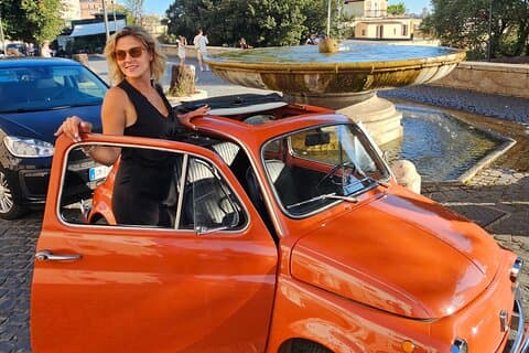 Rome : Visite de la Fiat 500 La Dolce Vita avec dîner romantique