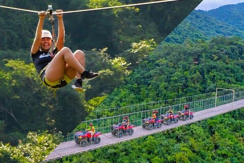 Combo ATV Jorullo Bridge + tirolesas + paseo en mula