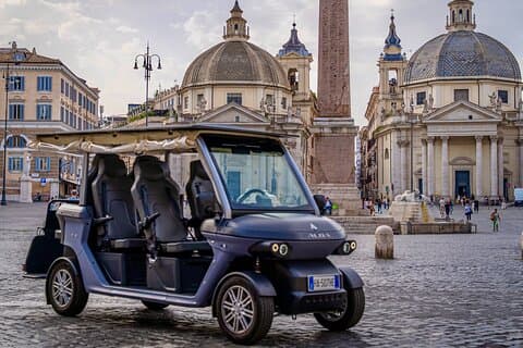 Private Rome Golf Cart VIP Tour Food Tasting + 5 Wines & Pickup
