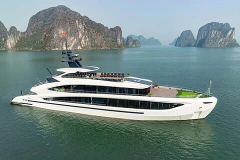 Descubre la bahía de Halong y Lan Ha en un crucero de un día de lujo moderno