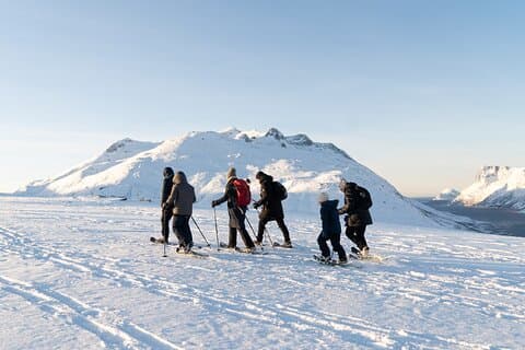 Caminata con raquetas de nieve para grupos pequeños en Tromso