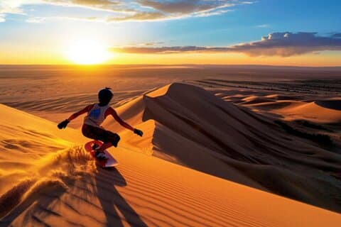 Aventure guidée de sandboard dans les dunes au départ d'Agadir/Taghazout