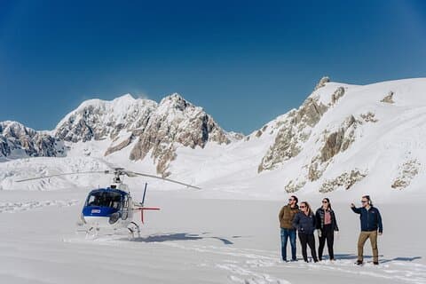 Franz Josef : Neve Discoverer Helikopter Flight med sne landing