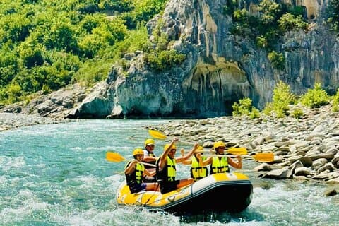 Vjosa Rafting & Benja Thermal Bath Tour from Tirana Durres Golem