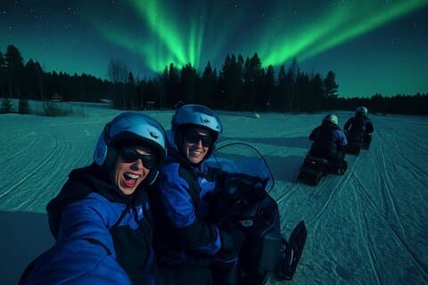 Rovaniemi: Snowmobile Safari & Nordlys (nye snowmobile)