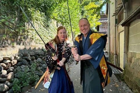 Samurai Swordsmanship Leksjon på et leide tempel