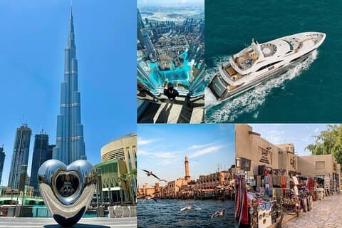 Visite de Dubaï en escale : Burj Khalifa & Yacht Cruise Experience
