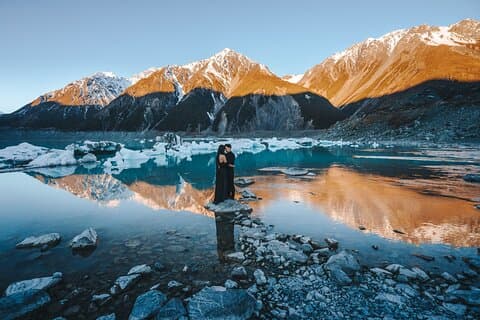 Servizio fotografico di coppia Mount Cook da Queenstown