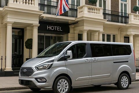 London til Heathrow Lufthavn i en privat minivan