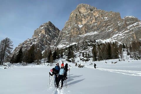 Daily snowshoe hike in the Belluno Dolomites with a guide