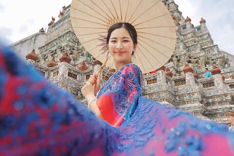 バンコクのフルセットタイ衣装体験 ヘアー＆メイク