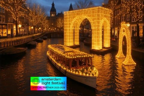 Amsterdam Light Festival Cruzeiro aquecido + Stroopwafel e bebidas quentes