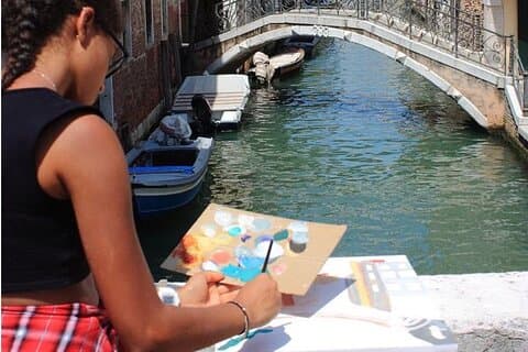 Venice Outdoor Aquarela Pintura Class com um artista local