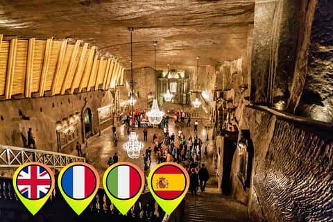 Visita guiada à mina de sal de Wieliczka + Bilhete e transfer de Cracóvia