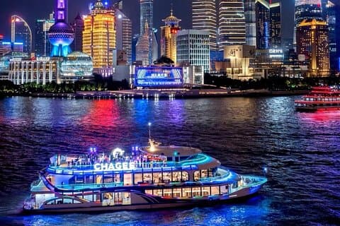 Shanghai Huangpu River natt cruise med buffet middag