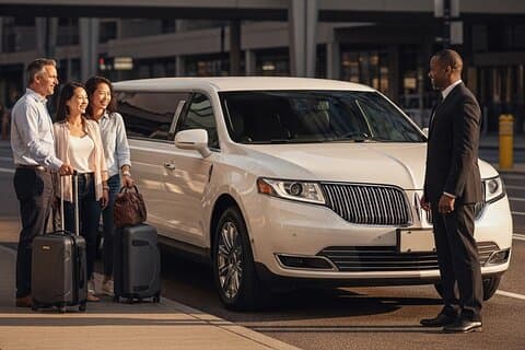 Arrivée à l'aéroport privée de luxe de NYC en Stretch Limo