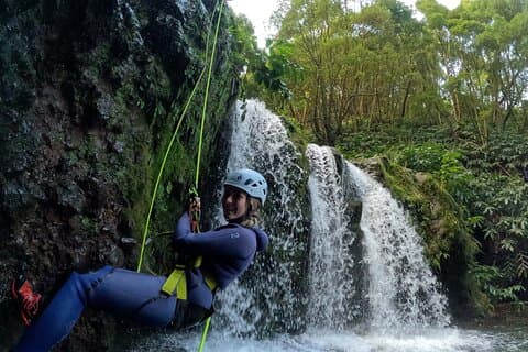 Waterpark Canyoning at Ribeira dos Caldeirões, Sao Miguel Azores
