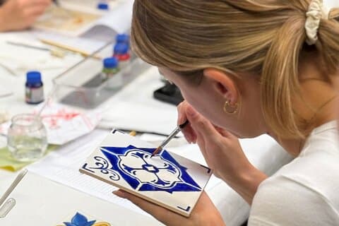 Downtown Porto Tile Painting Workshop with Porto Wine (Lapa)