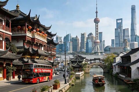 Giardino di Shanghai Yu, tempio di Dio, tour della città dell'acqua w / Hop-On Hop-Off